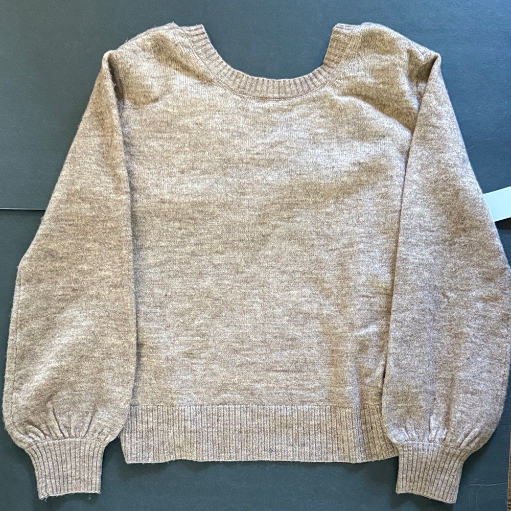 French Connection Light Brown Crew Neck Sweater twist back size M